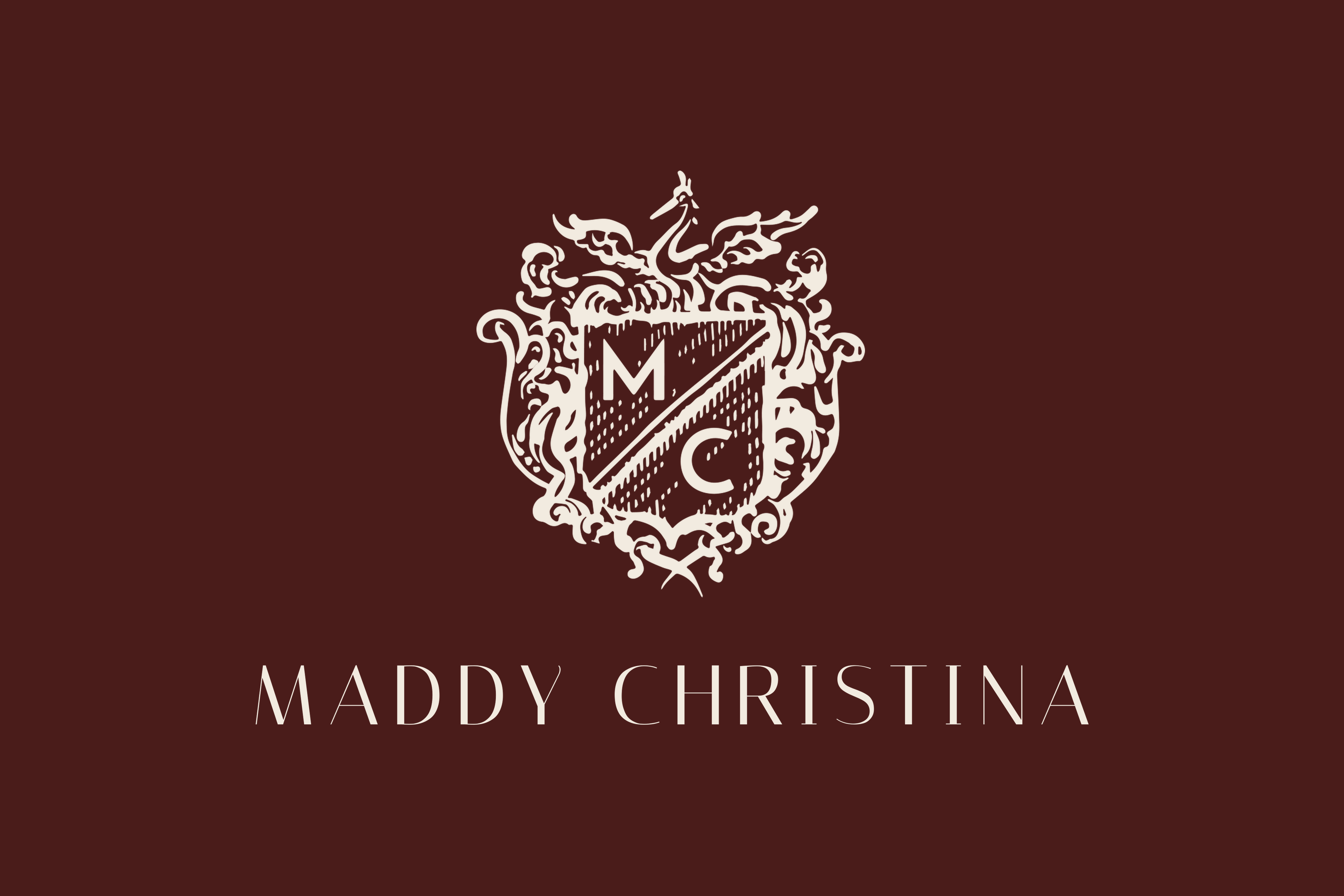 Full logo — Cream on bordeaux · full background