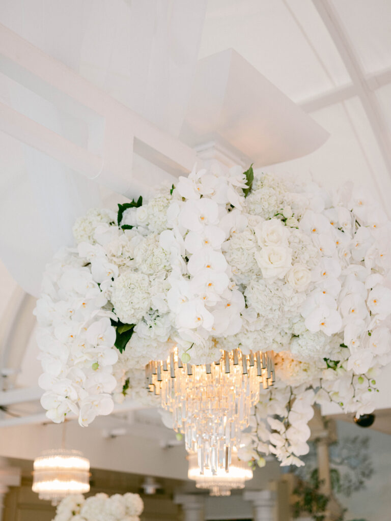 wedding floral decor chandelier photographer